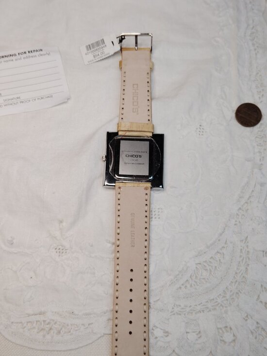 Chico’s “A” Series Quartz Watch • Square Silver Case • Camel Leather Band main image 10